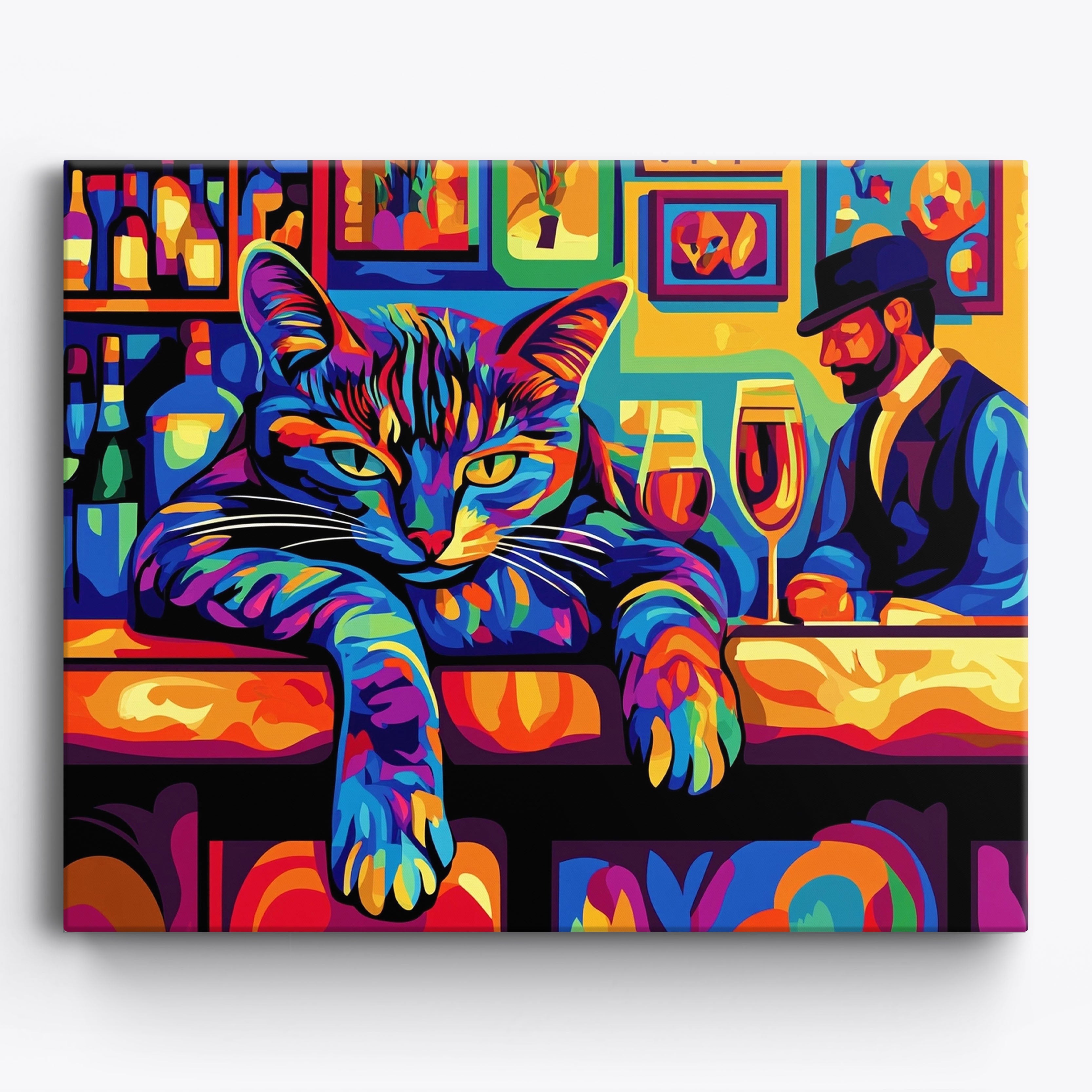 Wine Cat No Frame / 50x40cm