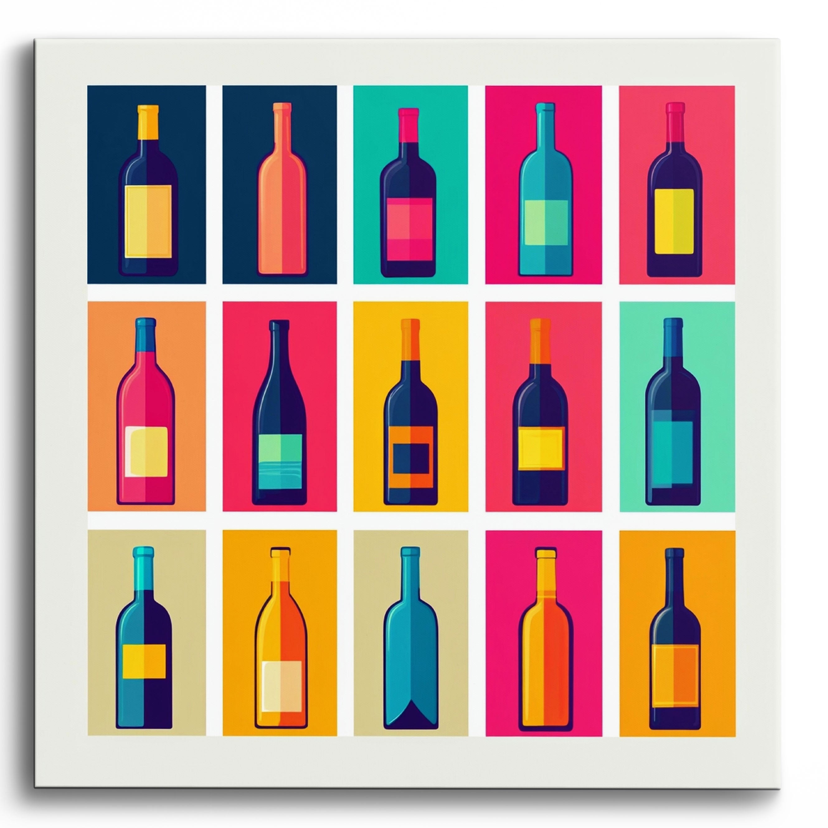 Color Block Bottles No Frame / 40x40cm