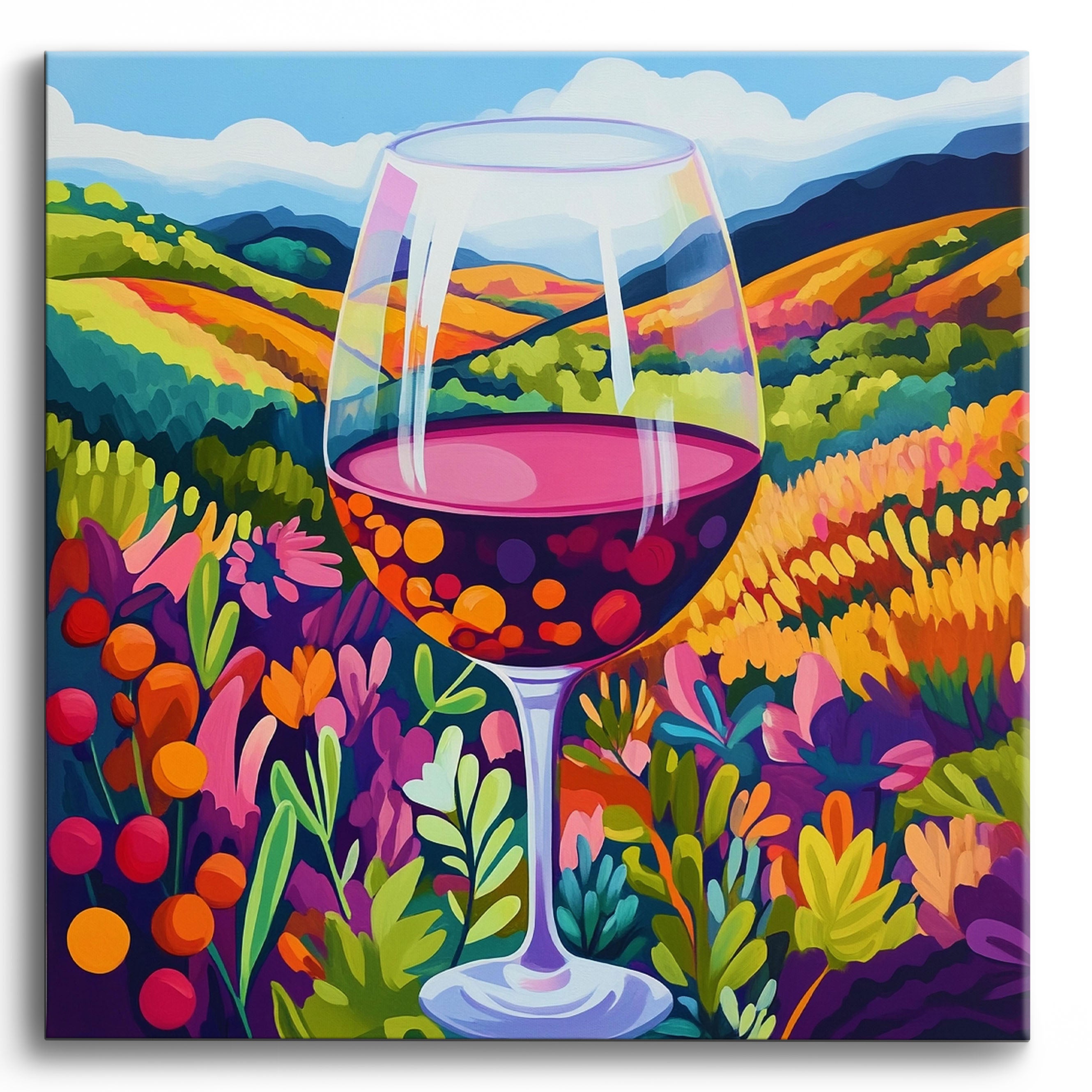 Colorful Vineyard Glass No Frame / 40x40cm