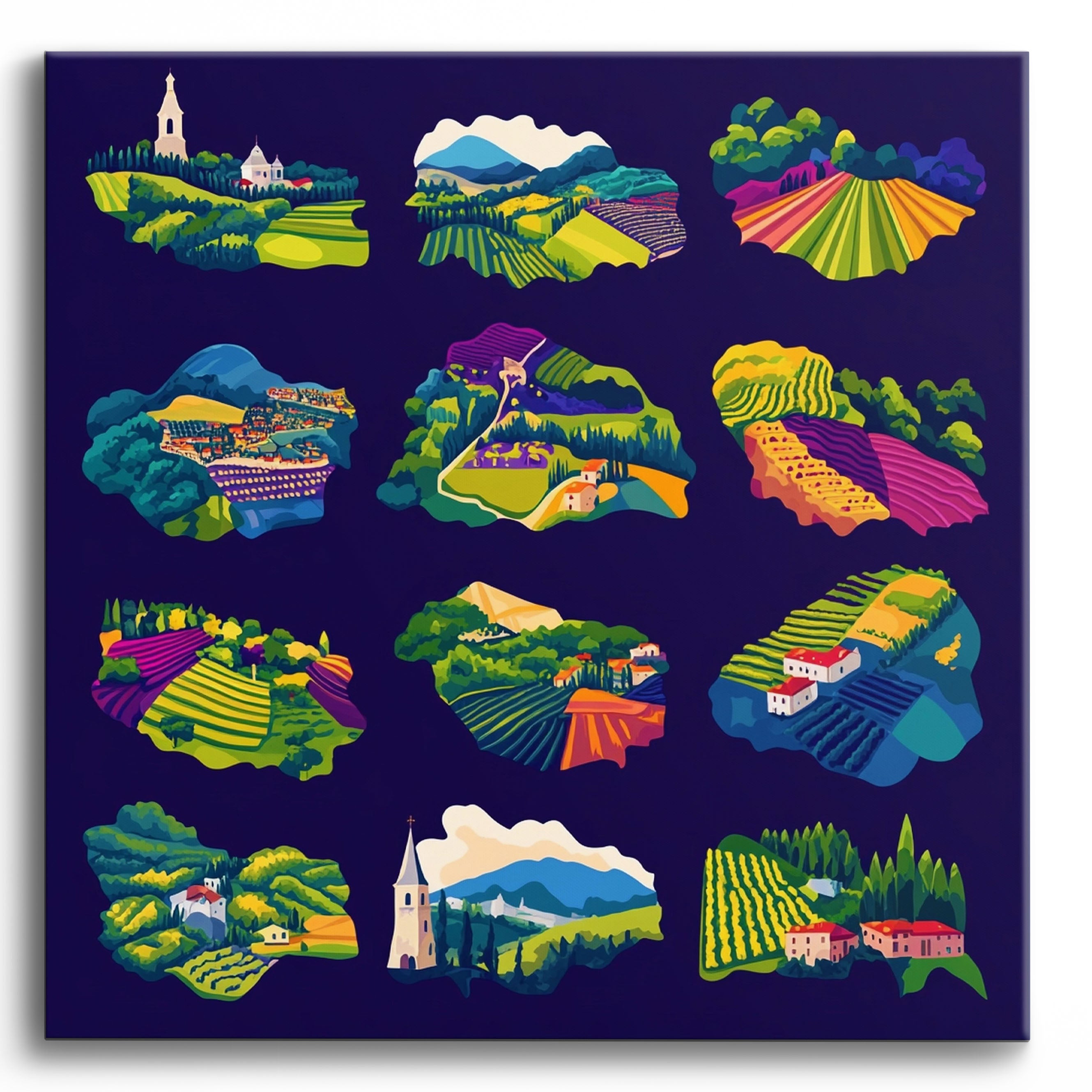 Colorful Regions Map No Frame / 40x40cm