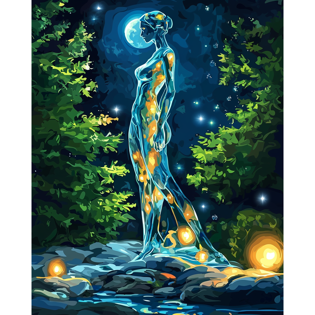 Moonlit Glass Woman