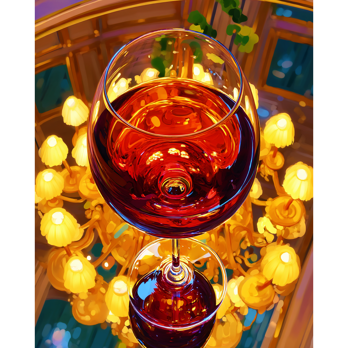 Wine Chandelier Glow