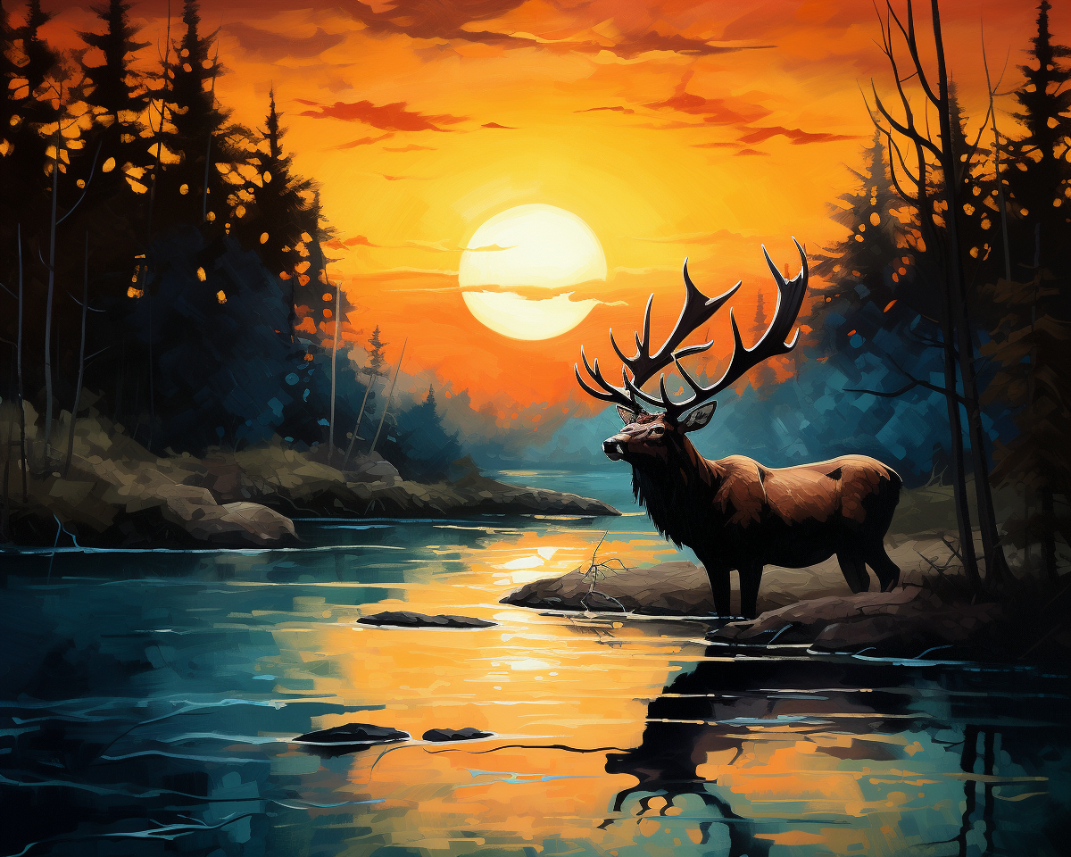 Tramonto sul lago Elk